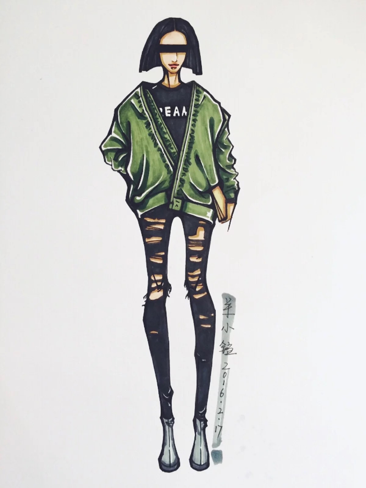 手绘服装效果图|服装|正装/礼服|羊小铛 